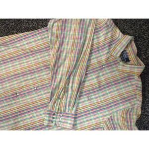 Polo Ralph Lauren Shirt Mens XL Multicolor RL Western Plaid Pearl Snap Cowboy